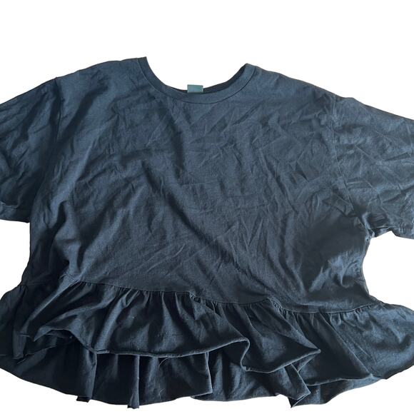 Wild Fable Women's Black Short Sleeve Cropped Peplum T-Shirt - Size Small - NWT - Picture 1 of 9